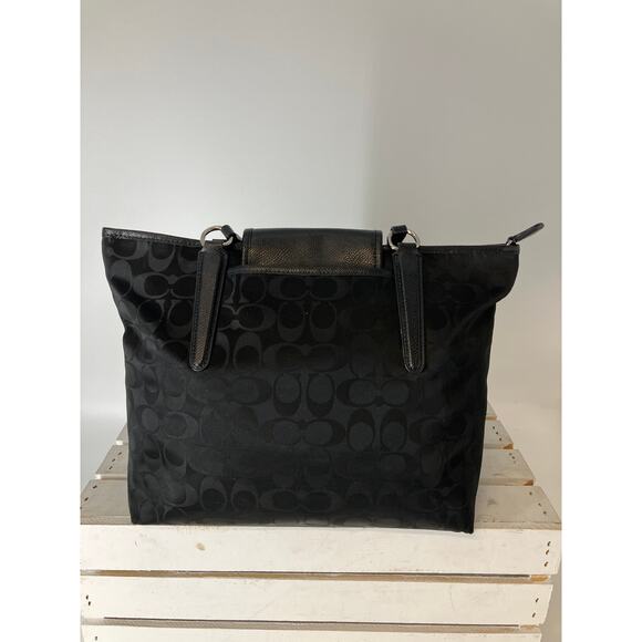 COACH 33475 BLACK NYLON SIGNATURE PRINT WOMENS SHOULDER BAG - Picture 4 of 16